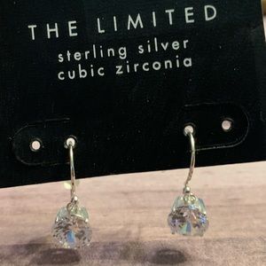Drop CZ and Silvertone Earrings